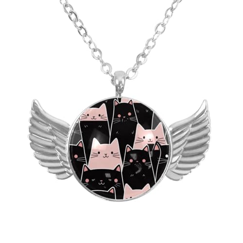 Luoweisi Engelsflügel-Halskette mit Katzen, Weihnachten, Zinklegierung, Schmuck, Geschenke für Männer und Frauen, Einheitsgröße, Aluminiumlegierung, Kein Edelstein von Luoweisi
