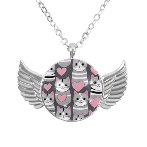 Luoweisi Engelsflügel-Halskette mit Katzen, Weihnachten, Zinklegierung, Schmuck, Geschenke für Männer und Frauen, Einheitsgröße, Aluminiumlegierung, Kein Edelstein von Luoweisi