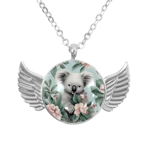 Luoweisi Engelsflügel-Halskette mit Koala-Blumen, Zinklegierung, Schmuck, Geschenke für Männer und Frauen, Einheitsgröße, Aluminiumlegierung, Kein Edelstein von Luoweisi