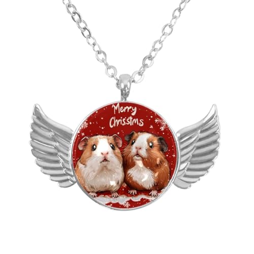 Luoweisi Engelsflügel-Halskette mit Meerschweinchen-Schneeflocke, Zinklegierung, Schmuck, Geschenke für Männer und Frauen, Einheitsgröße, Aluminiumlegierung, Kein Edelstein von Luoweisi