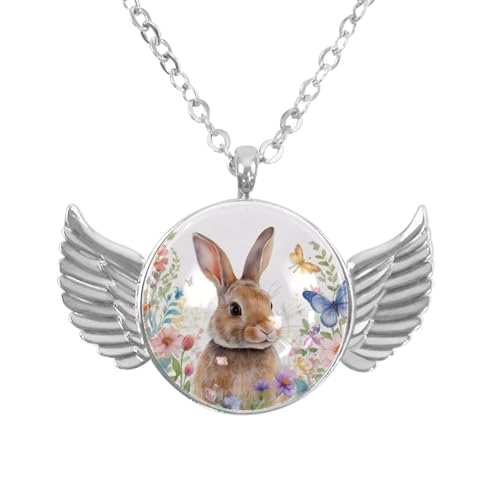 Luoweisi Engelsflügel-Halskette mit Oster-Hasen-Eiern, Zinklegierung, Schmuck, Geschenke für Männer und Frauen, Einheitsgröße, Aluminiumlegierung, Kein Edelstein von Luoweisi