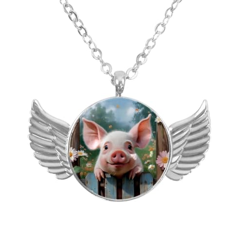 Luoweisi Engelsflügel-Halskette mit Oster-Hasen-Eiern, Zinklegierung, Schmuck, Geschenke für Männer und Frauen, Einheitsgröße, Aluminiumlegierung, Kein Edelstein von Luoweisi