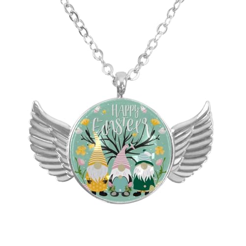 Luoweisi Engelsflügel-Halskette mit Oster-Zwergen, Zinklegierung, Schmuck, Geschenke für Männer und Frauen, Einheitsgröße, Aluminiumlegierung, Kein Edelstein von Luoweisi