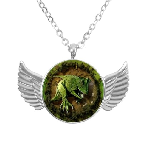 Luoweisi Engelsflügel-Halskette mit Regenbogen-Dinosauriern, Aluminiumlegierung, Schmuck, Geschenke für Männer und Frauen, Einheitsgröße, Aluminiumlegierung, Kein Edelstein von Luoweisi