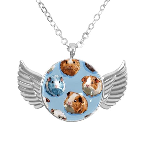 Luoweisi Engelsflügel-Halskette mit Weihnachts-Capybaras, Zinklegierung, Schmuck, Geschenke für Männer und Frauen, Einheitsgröße, Aluminiumlegierung, Kein Edelstein von Luoweisi