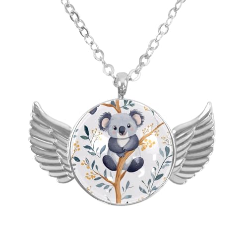 Luoweisi Engelsflügel-Halskette mit Weihnachts-Capybaras, Zinklegierung, Schmuck, Geschenke für Männer und Frauen, Einheitsgröße, Aluminiumlegierung, Kein Edelstein von Luoweisi