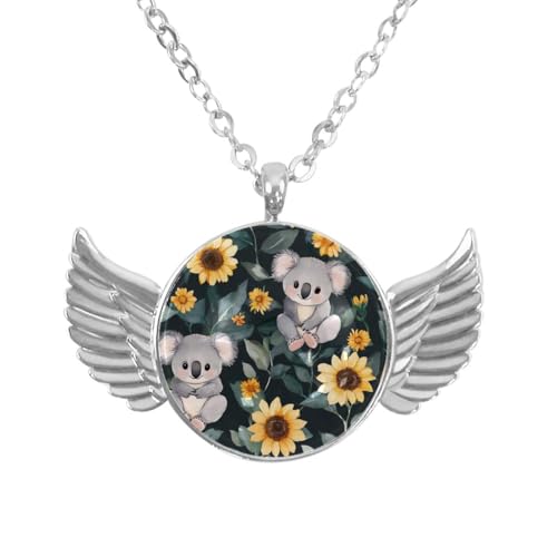 Luoweisi Engelsflügel-Halskette mit Weihnachts-Capybaras, Zinklegierung, Schmuck, Geschenke für Männer und Frauen, Einheitsgröße, Aluminiumlegierung, Kein Edelstein von Luoweisi