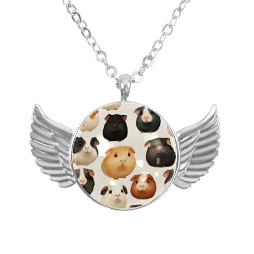 Luoweisi Engelsflügel-Halskette mit Weihnachts-Capybaras, Zinklegierung, Schmuck, Geschenke für Männer und Frauen, Einheitsgröße, Aluminiumlegierung, Kein Edelstein von Luoweisi