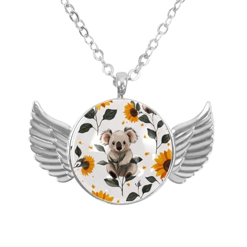 Luoweisi Engelsflügel-Halskette mit Weihnachts-Capybaras, Zinklegierung, Schmuck, Geschenke für Männer und Frauen, Einheitsgröße, Aluminiumlegierung, Kein Edelstein von Luoweisi