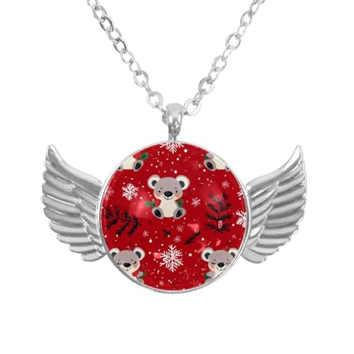 Luoweisi Engelsflügel-Halskette mit Weihnachts-Capybaras, Zinklegierung, Schmuck, Geschenke für Männer und Frauen, Einheitsgröße, Aluminiumlegierung, Kein Edelstein von Luoweisi