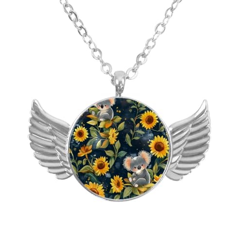 Luoweisi Engelsflügel-Halskette mit Weihnachts-Capybaras, Zinklegierung, Schmuck, Geschenke für Männer und Frauen, Einheitsgröße, Aluminiumlegierung, Kein Edelstein von Luoweisi
