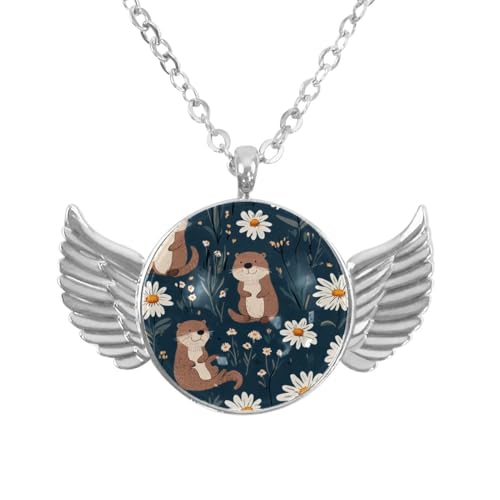 Luoweisi Engelsflügel-Halskette mit Weihnachts-Capybaras, Zinklegierung, Schmuck, Geschenke für Männer und Frauen, Einheitsgröße, Aluminiumlegierung, Kein Edelstein von Luoweisi