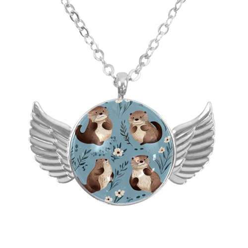 Luoweisi Engelsflügel-Halskette mit Weihnachts-Capybaras, Zinklegierung, Schmuck, Geschenke für Männer und Frauen, Einheitsgröße, Aluminiumlegierung, Kein Edelstein von Luoweisi