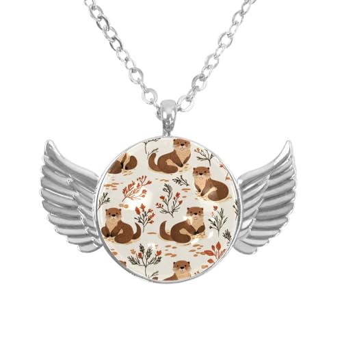 Luoweisi Engelsflügel-Halskette mit Weihnachts-Capybaras, Zinklegierung, Schmuck, Geschenke für Männer und Frauen, Einheitsgröße, Aluminiumlegierung, Kein Edelstein von Luoweisi