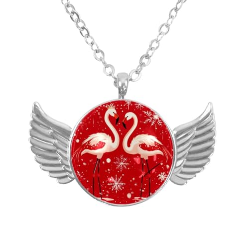 Luoweisi Engelsflügel-Halskette mit Weihnachts-Capybaras, Zinklegierung, Schmuck, Geschenke für Männer und Frauen, Einheitsgröße, Aluminiumlegierung, Kein Edelstein von Luoweisi