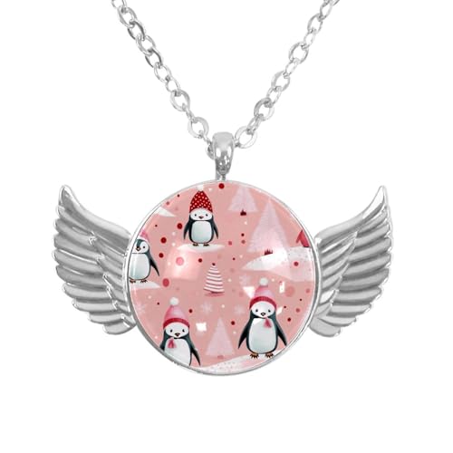 Luoweisi Engelsflügel-Halskette mit Weihnachts-Capybaras, Zinklegierung, Schmuck, Geschenke für Männer und Frauen, Einheitsgröße, Aluminiumlegierung, Kein Edelstein von Luoweisi