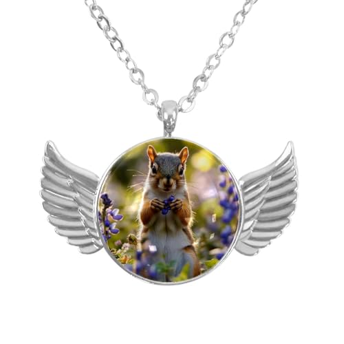 Luoweisi Engelsflügel-Halskette mit Weihnachts-Eichhörnchen-Vogel, Aluminiumlegierung, Schmuck, Geschenke für Männer und Frauen, Einheitsgröße, Aluminiumlegierung, Kein Edelstein von Luoweisi