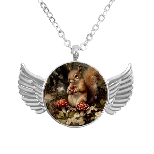 Luoweisi Engelsflügel-Halskette mit Weihnachts-Eichhörnchen-Vogel, Aluminiumlegierung, Schmuck, Geschenke für Männer und Frauen, Einheitsgröße, Aluminiumlegierung, Kein Edelstein von Luoweisi