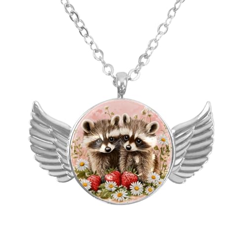 Luoweisi Engelsflügel-Halskette mit Weihnachts-Eichhörnchen-Vogel, Aluminiumlegierung, Schmuck, Geschenke für Männer und Frauen, Einheitsgröße, Aluminiumlegierung, Kein Edelstein von Luoweisi