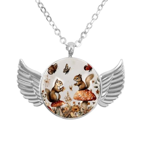Luoweisi Engelsflügel-Halskette mit Weihnachts-Eichhörnchen-Vogel, Aluminiumlegierung, Schmuck, Geschenke für Männer und Frauen, Einheitsgröße, Aluminiumlegierung, Kein Edelstein von Luoweisi