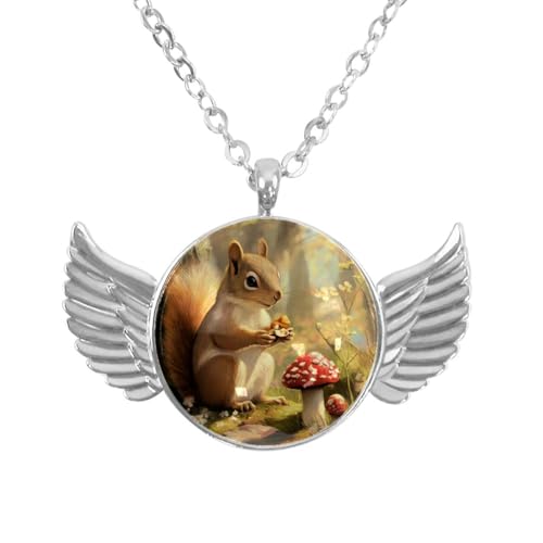 Luoweisi Engelsflügel-Halskette mit Weihnachts-Eichhörnchen-Vogel, Aluminiumlegierung, Schmuck, Geschenke für Männer und Frauen, Einheitsgröße, Aluminiumlegierung, Kein Edelstein von Luoweisi