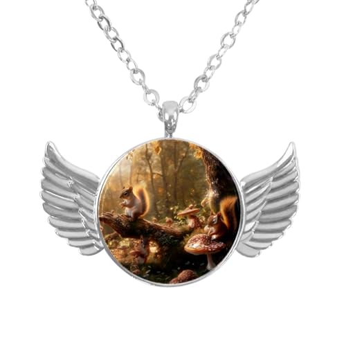 Luoweisi Engelsflügel-Halskette mit Weihnachts-Eichhörnchen-Vogel, Aluminiumlegierung, Schmuck, Geschenke für Männer und Frauen, Einheitsgröße, Aluminiumlegierung, Kein Edelstein von Luoweisi