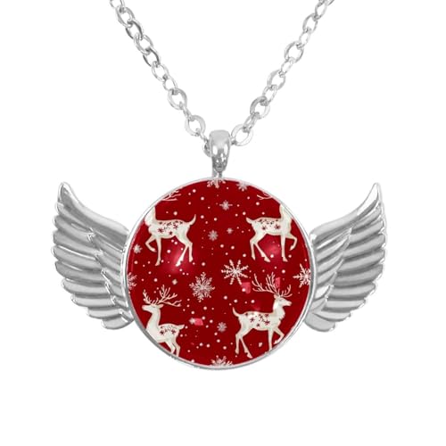Luoweisi Engelsflügel-Halskette mit Weihnachts-Hirsch, Aluminiumlegierung, Schmuck, Geschenke für Männer und Frauen, Einheitsgröße, Aluminiumlegierung, Kein Edelstein von Luoweisi