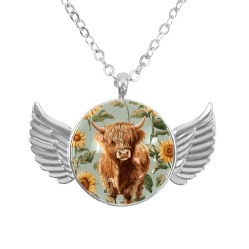 Luoweisi Engelsflügel-Halskette mit Weihnachts-Hirsch, Aluminiumlegierung, Schmuck, Geschenke für Männer und Frauen, Einheitsgröße, Aluminiumlegierung, Kein Edelstein von Luoweisi