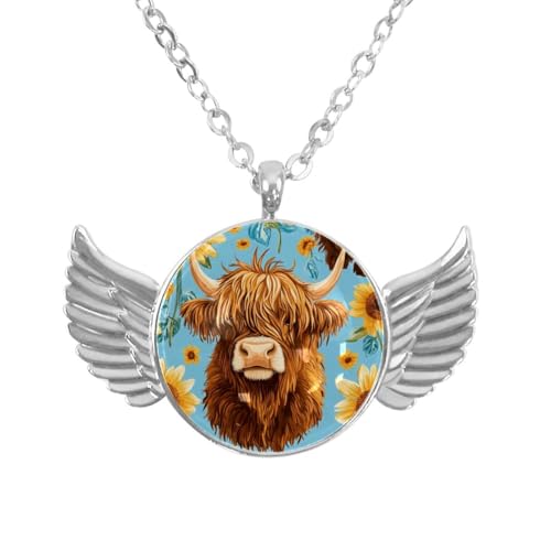 Luoweisi Engelsflügel-Halskette mit Weihnachts-Hirsch, Aluminiumlegierung, Schmuck, Geschenke für Männer und Frauen, Einheitsgröße, Aluminiumlegierung, Kein Edelstein von Luoweisi