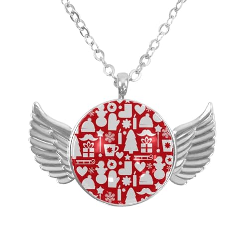 Luoweisi Engelsflügel-Halskette mit Weihnachts-Hirsch, Zinklegierung, Schmuck, Geschenke für Männer und Frauen, Einheitsgröße, Aluminiumlegierung, Kein Edelstein von Luoweisi