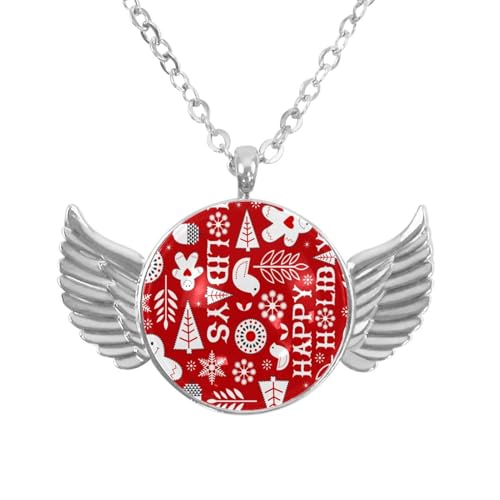 Luoweisi Engelsflügel-Halskette mit Weihnachts-Hirsch, Zinklegierung, Schmuck, Geschenke für Männer und Frauen, Einheitsgröße, Aluminiumlegierung, Kein Edelstein von Luoweisi