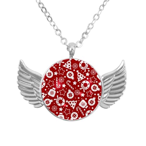 Luoweisi Engelsflügel-Halskette mit Weihnachts-Hirsch, Zinklegierung, Schmuck, Geschenke für Männer und Frauen, Einheitsgröße, Aluminiumlegierung, Kein Edelstein von Luoweisi