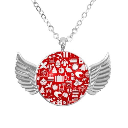 Luoweisi Engelsflügel-Halskette mit Weihnachts-Hirsch, Zinklegierung, Schmuck, Geschenke für Männer und Frauen, Einheitsgröße, Aluminiumlegierung, Kein Edelstein von Luoweisi