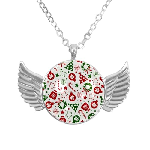Luoweisi Engelsflügel-Halskette mit Weihnachts-Hirsch, Zinklegierung, Schmuck, Geschenke für Männer und Frauen, Einheitsgröße, Aluminiumlegierung, Kein Edelstein von Luoweisi