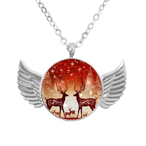 Luoweisi Engelsflügel-Halskette mit Weihnachts-Schneeflocken, Aluminiumlegierung, Schmuck, Geschenke für Männer und Frauen, Einheitsgröße, Aluminiumlegierung, Kein Edelstein von Luoweisi