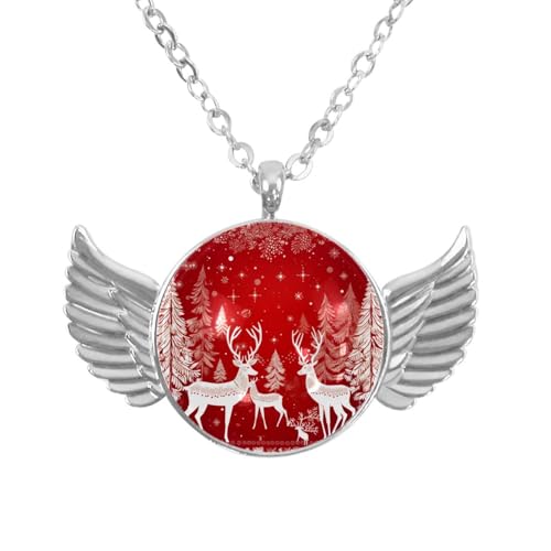 Luoweisi Engelsflügel-Halskette mit Weihnachts-Schneeflocken, Aluminiumlegierung, Schmuck, Geschenke für Männer und Frauen, Einheitsgröße, Aluminiumlegierung, Kein Edelstein von Luoweisi