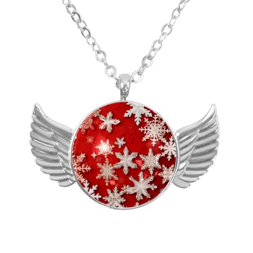 Luoweisi Engelsflügel-Halskette mit Weihnachts-Schneeflocken, Aluminiumlegierung, Schmuck, Geschenke für Männer und Frauen, Einheitsgröße, Aluminiumlegierung, Kein Edelstein von Luoweisi