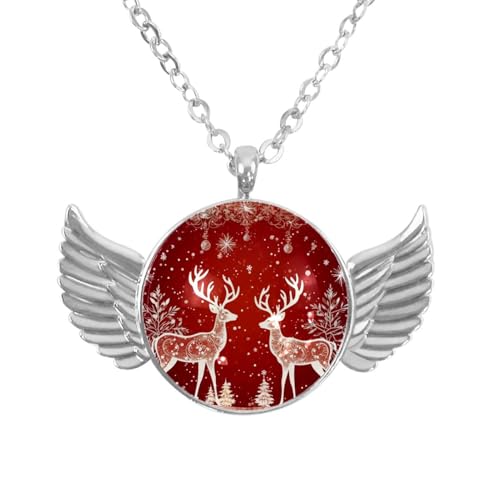 Luoweisi Engelsflügel-Halskette mit Weihnachts-Schneeflocken, Aluminiumlegierung, Schmuck, Geschenke für Männer und Frauen, Einheitsgröße, Aluminiumlegierung, Kein Edelstein von Luoweisi