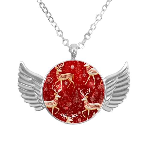 Luoweisi Engelsflügel-Halskette mit Weihnachts-Schneeflocken, Aluminiumlegierung, Schmuck, Geschenke für Männer und Frauen, Einheitsgröße, Aluminiumlegierung, Kein Edelstein von Luoweisi