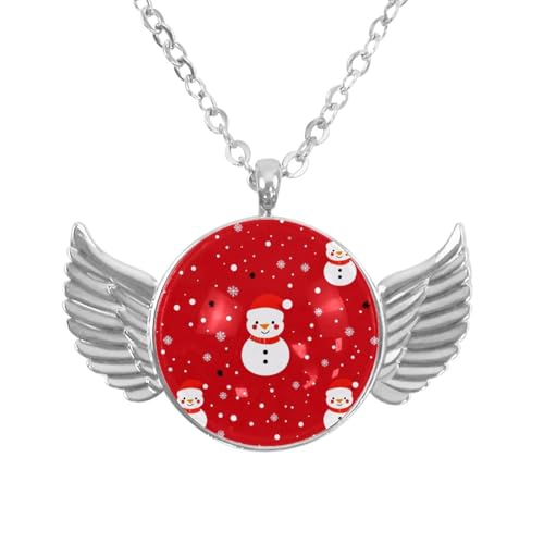 Luoweisi Engelsflügel-Halskette mit Weihnachts-Schneemann, Aluminiumlegierung, Schmuck, Geschenke für Männer und Frauen, Einheitsgröße, Aluminiumlegierung, Kein Edelstein von Luoweisi