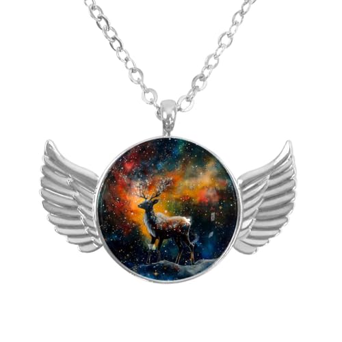 Luoweisi Engelsflügel-Halskette mit Weihnachts-Schneemann, Aluminiumlegierung, Schmuck, Geschenke für Männer und Frauen, Einheitsgröße, Aluminiumlegierung, Kein Edelstein von Luoweisi