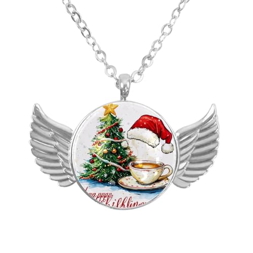 Luoweisi Engelsflügel-Halskette mit Weihnachts-Schneemann, Aluminiumlegierung, Schmuck, Geschenke für Männer und Frauen, Einheitsgröße, Aluminiumlegierung, Kein Edelstein von Luoweisi