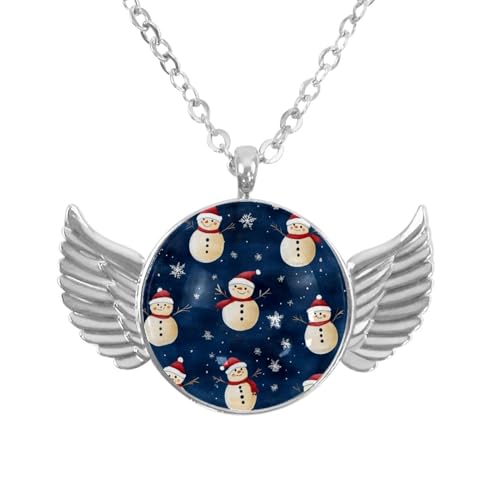Luoweisi Engelsflügel-Halskette mit Weihnachts-Schneemann, Aluminiumlegierung, Schmuck, Geschenke für Männer und Frauen, Einheitsgröße, Aluminiumlegierung, Kein Edelstein von Luoweisi