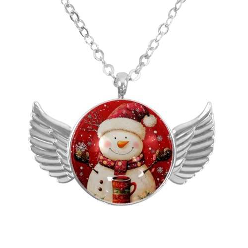 Luoweisi Engelsflügel-Halskette mit Weihnachts-Schneemann, Aluminiumlegierung, Schmuck, Geschenke für Männer und Frauen, Einheitsgröße, Aluminiumlegierung, Kein Edelstein von Luoweisi