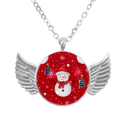 Luoweisi Engelsflügel-Halskette mit Weihnachts-Schneemann, Aluminiumlegierung, Schmuck, Geschenke für Männer und Frauen, Einheitsgröße, Aluminiumlegierung, Kein Edelstein von Luoweisi