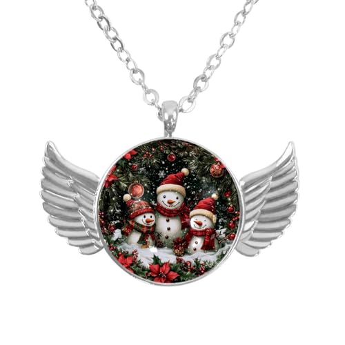 Luoweisi Engelsflügel-Halskette mit Weihnachts-Schneemann, Aluminiumlegierung, Schmuck, Geschenke für Männer und Frauen, Einheitsgröße, Aluminiumlegierung, Kein Edelstein von Luoweisi
