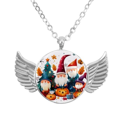 Luoweisi Engelsflügel-Halskette mit Weihnachts-Schneemann, Aluminiumlegierung, Schmuck, Geschenke für Männer und Frauen, Einheitsgröße, Aluminiumlegierung, Kein Edelstein von Luoweisi