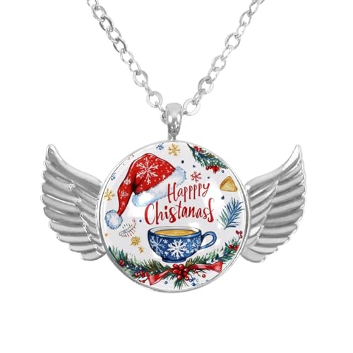 Luoweisi Engelsflügel-Halskette mit Weihnachts-Schneemann, Aluminiumlegierung, Schmuck, Geschenke für Männer und Frauen, Einheitsgröße, Aluminiumlegierung, Kein Edelstein von Luoweisi