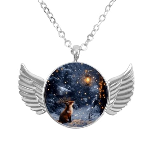 Luoweisi Engelsflügel-Halskette mit Weihnachts-Schneemann, Aluminiumlegierung, Schmuck, Geschenke für Männer und Frauen, Einheitsgröße, Aluminiumlegierung, Kein Edelstein von Luoweisi