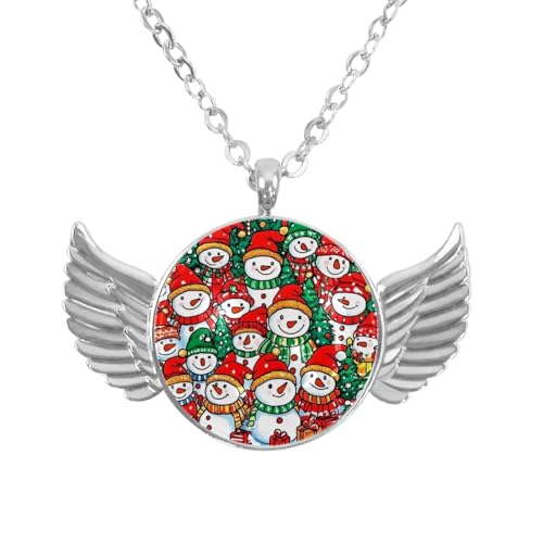 Luoweisi Engelsflügel-Halskette mit Weihnachts-Schneemann, Aluminiumlegierung, Schmuck, Geschenke für Männer und Frauen, Einheitsgröße, Aluminiumlegierung, Kein Edelstein von Luoweisi